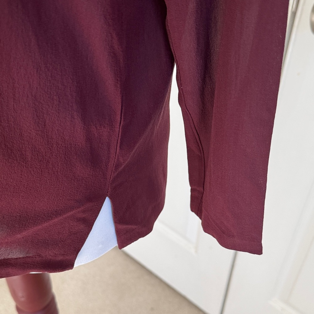 CW, Burgundy Ruffle Blouse - Picture 7 of 11